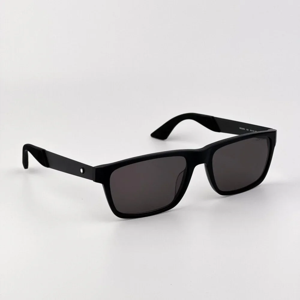 Montblanc Men Sunglasses Matte Black Grey Rectangle Frame Grey | Model MB0299S